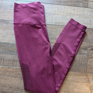 Women's Burgundy Victoria Sport Seamless Leggings with Cut Out Detail